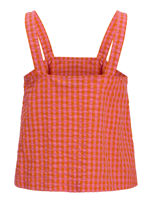 Product TOP CON ESCOTE CUADRADO PETRA-Persimmon Orange Checks:Morning Glory - Image 3