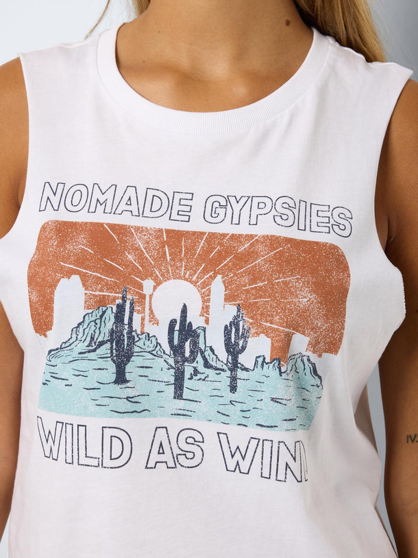 Product TOP MAX  - Bright White Print:NOMADE GYPSIES - Image 3