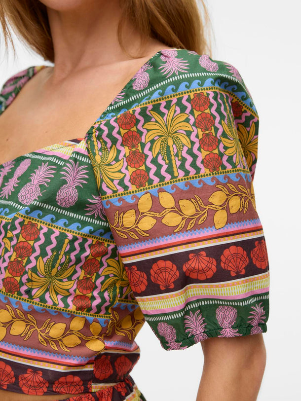 Product BLUSA CORTA CON MANGAS GLOBO TRU-Cloud Dancer AOP:TROPICAL PRINT - Image 5