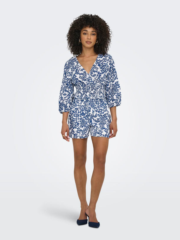 Product TOP PUNTO SMOCK CHANE-Cloud Dancer AOP:W ESTATE BLUE - Image 2