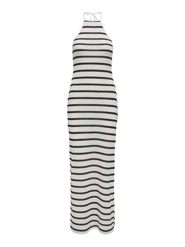 Product VESTIDO MAXI HALTER HALIA-Cloud Dancer Stripes:BLACK - Image 1