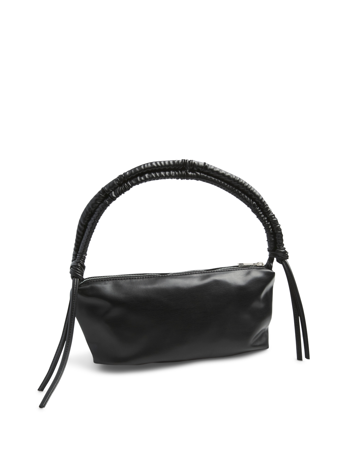BOLSO BANDOLERA CON FLECOS EFECTO CUERO THERISA - Black Detail:SILVER TRIM