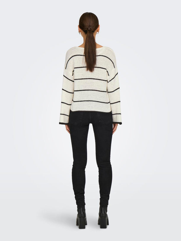 Product SWEATER GEENA - Cloud Dancer Stripes:BLACK - Image 3