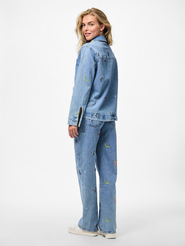 Product CHAQUETA DE DENIM CON DISEÑO BORDADO JIDI-Medium Blue Denim - Image 4