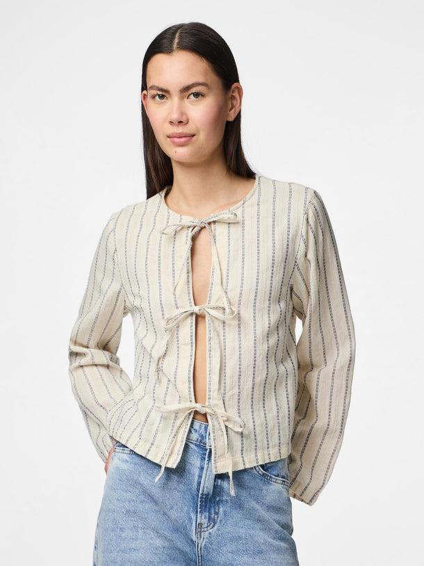 Product BLUSA LINO CON NUDO TIMBER - Birch Stripes:Ombre blue - Image 4