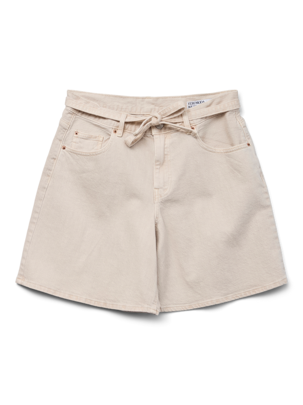 Product SHORT DENIM TIRO MEDIO CON CINTURÓN DEA - Ecru - Image 1