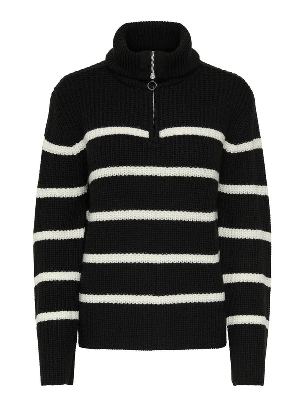 Product SWEATER JUSTY - Black Stripes:EGGNOG - Image 1