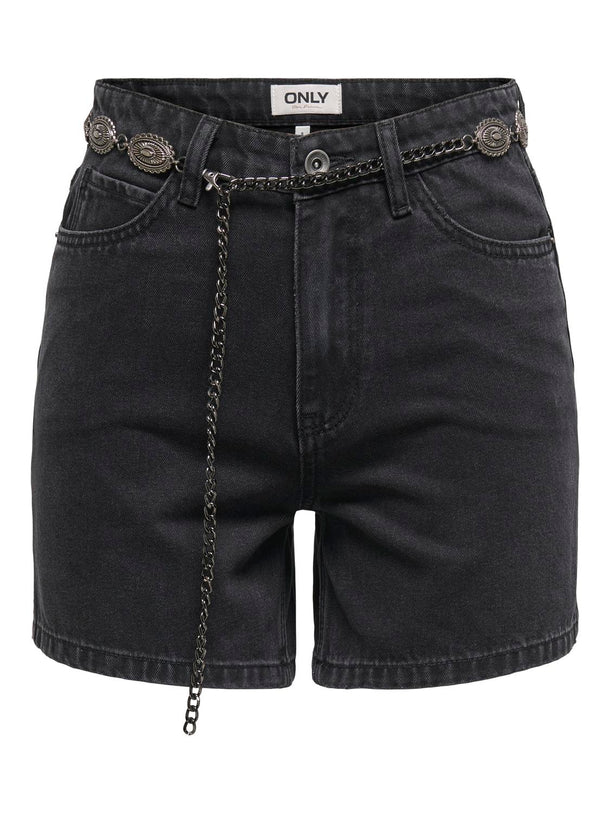 Product SHORT DENIM WESTERN CON CINTURÓN VEGA-Washed Black - Image 1