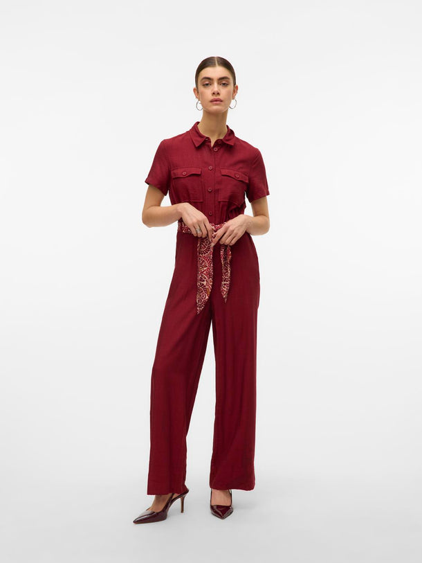 Product MONO CON CINTURÓN FLEUR-Syrah Detail:Belt in Karenda red AOP Florence - Image 1