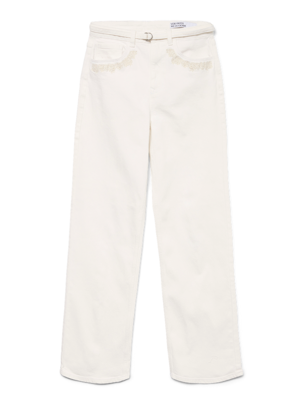 Product JEAN WIDE TIRO ALTO TESSA - Bright White Detail:EMBROIDERY - Image 1