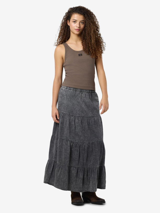Product FALDA MAXI DENIM ACID WASH OREGON-Black Detail:WASHED - Image 4