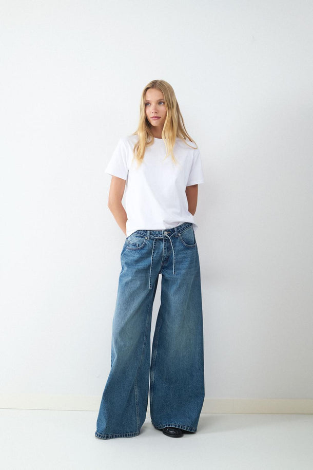 Product JEAN WIDE LEG BMK-Light Medium Blue Denim - Image 1