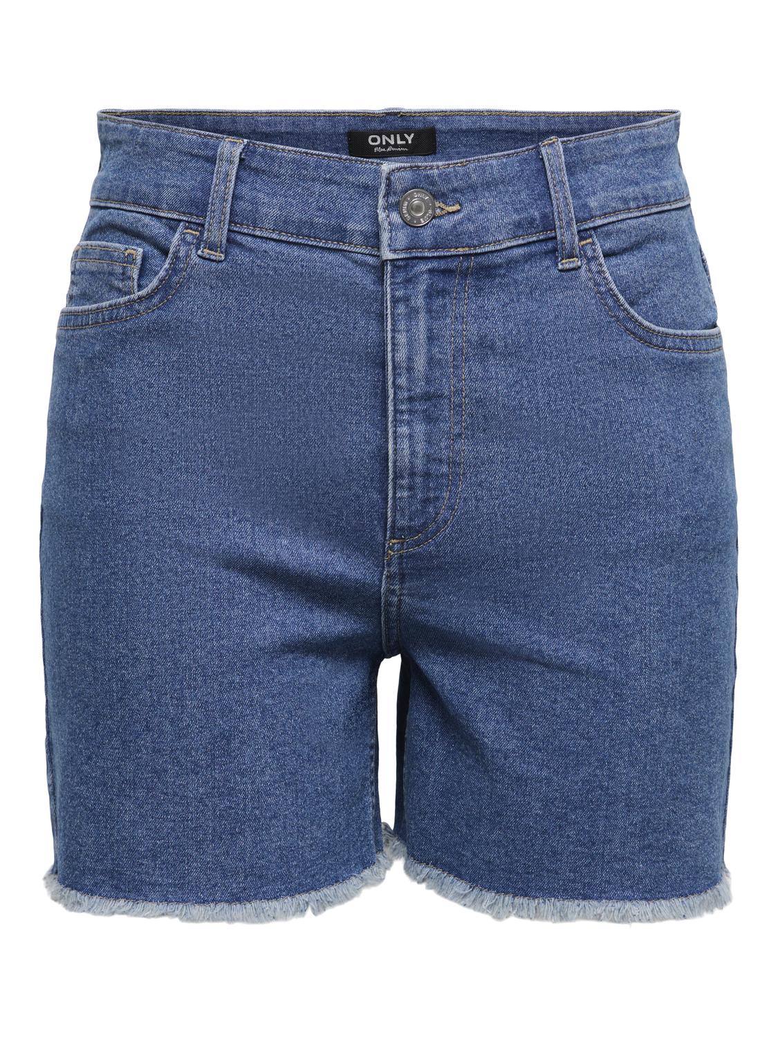 SHORT DENIM SKINNY EFECTO DESGASTADO JOSIE-Medium Blue Denim