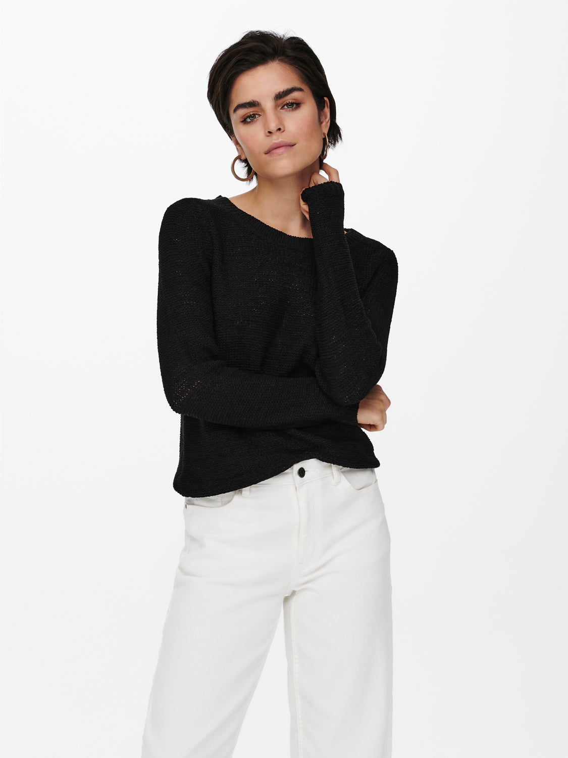SWEATER TEJIDO CUELLO REDONDO GEENA - Black