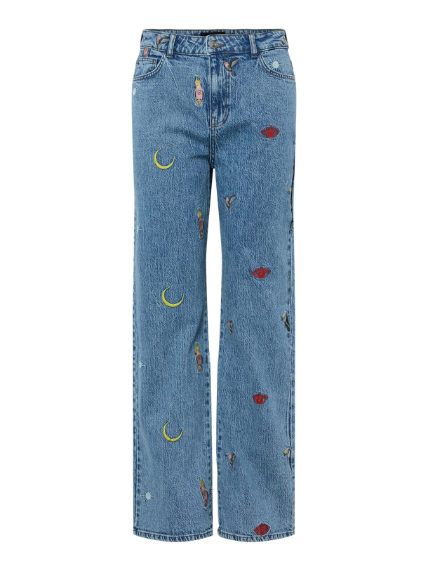 Product JEAN STRAIGHT TIRO ALTO DISEÑO BORDADO JIDI-Medium Blue Denim - Image 4