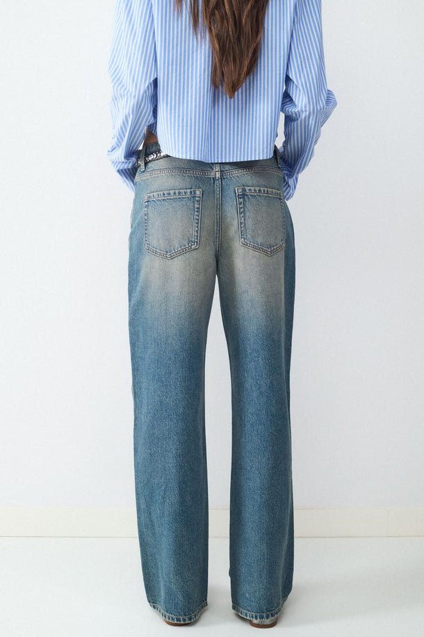 Product JEAN STRAIGHT MID RISE BMK-Vintage Dark Blue Denim - Image 3