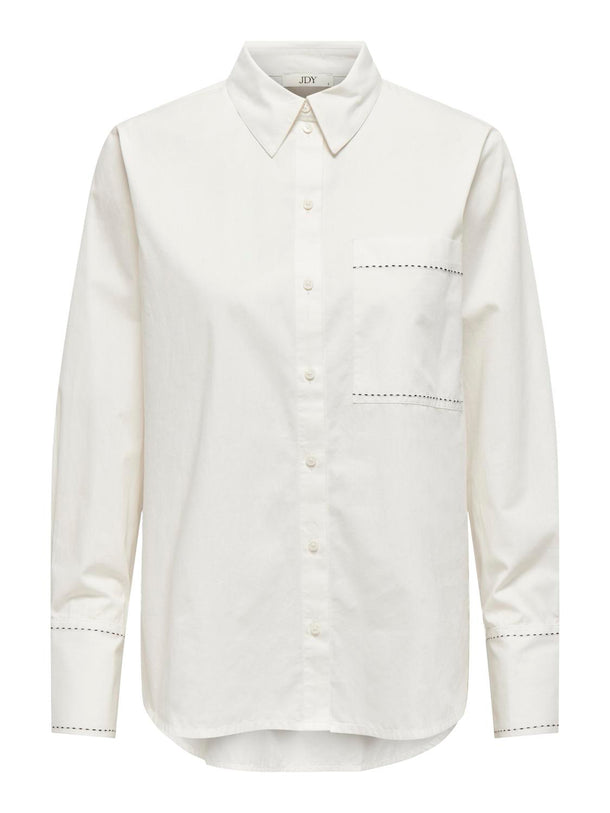 Product CAMISA EWIE - Cloud Dancer Detail:W. BLACK CONTRAST STITCHES - Image 1