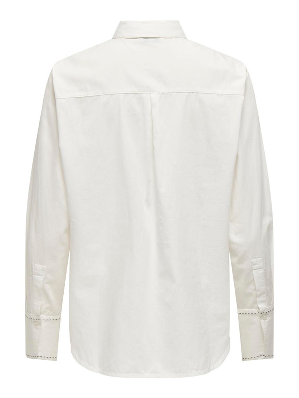 Product CAMISA EWIE - Cloud Dancer Detail:W. BLACK CONTRAST STITCHES - Image 2