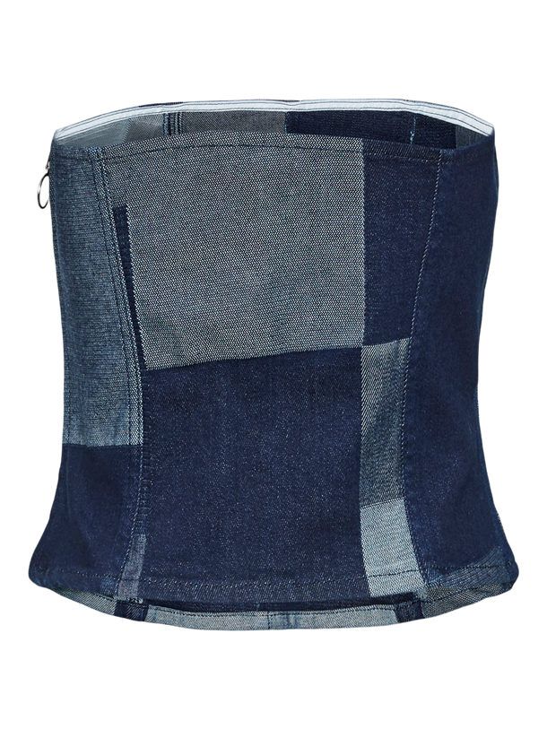 Product TOP SHERIDAN  - Light Blue Denim AOP:PATCHWORK - Image 2