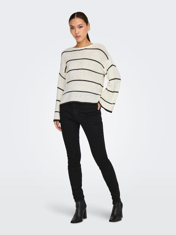 Product SWEATER GEENA - Cloud Dancer Stripes:BLACK - Image 2