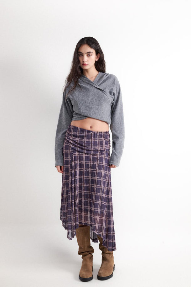 Product FALDA MIDI CUADROS BMK-Burgundy - Image 1