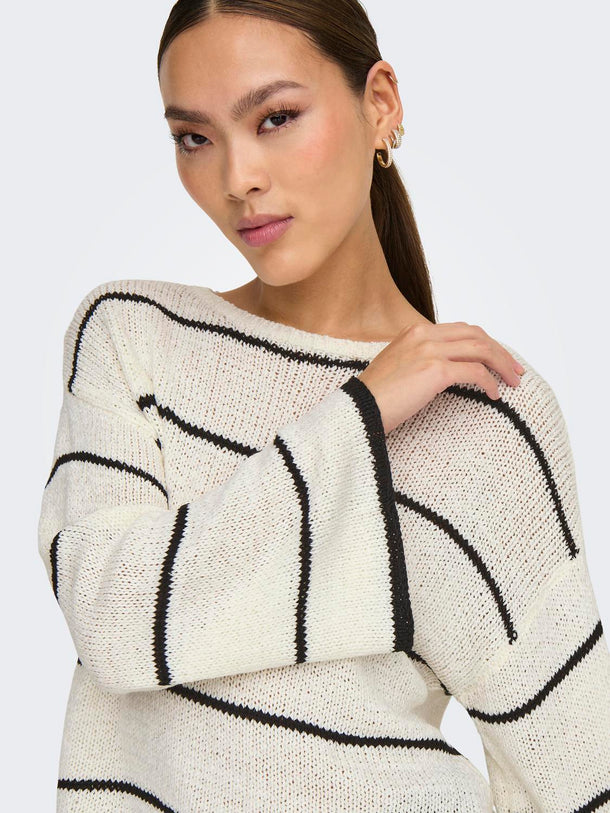 Product SWEATER GEENA - Cloud Dancer Stripes:BLACK - Image 7