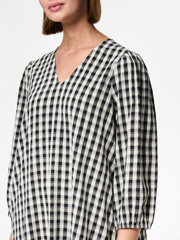 Product VESTIDO DUJA - Black Checks:CLOUD DANCER - Image 6