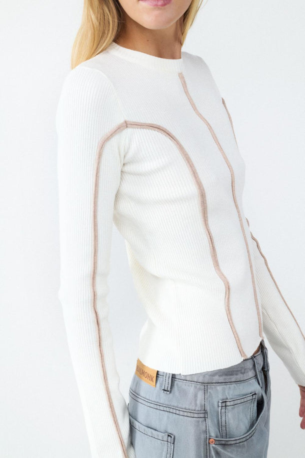 Product SWEATER ACANALADO CON COSTURAS BMK-Ecru - Image 5