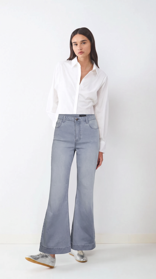 JEAN FLARE TIRO ALTO ROOXY-Light Blue Denim