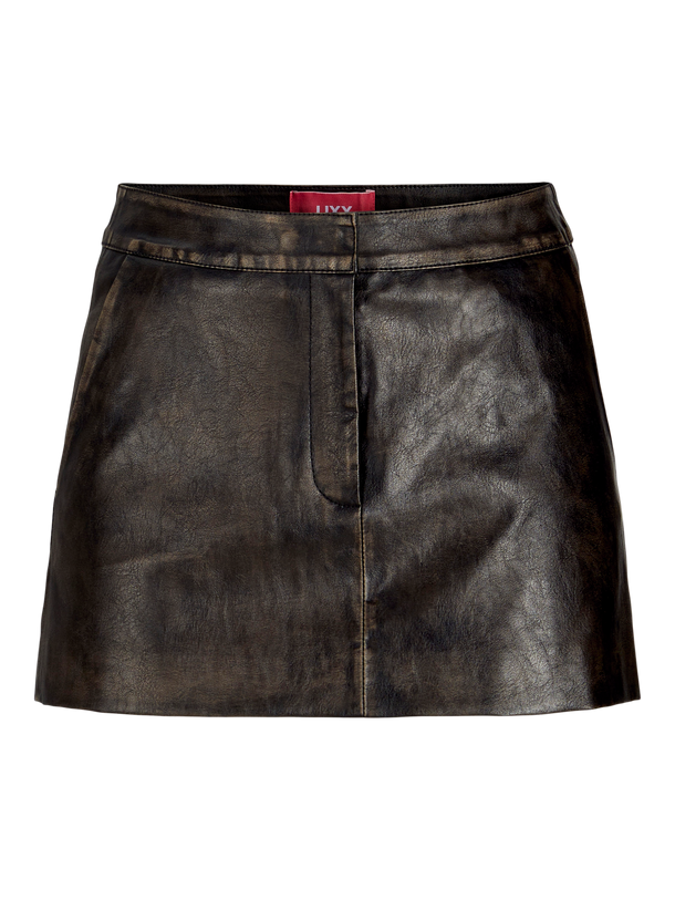 Product MINI FALDA EFECTO CUERO SELMA-Black Detail:RUB OFF - Image 1