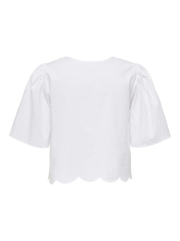 Product TOP CORTO CON BRODERIE Y MANGAS ABULLONADAS ALICE - Bright White - Image 5