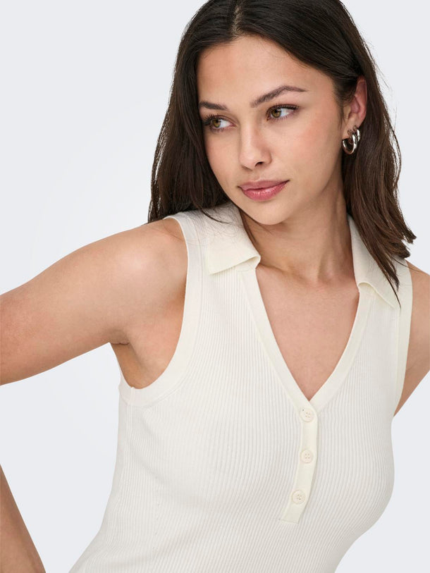 Product TOP TEJIDO CON CUELLO CAMISERO NANNA-Cloud Dancer - Image 3