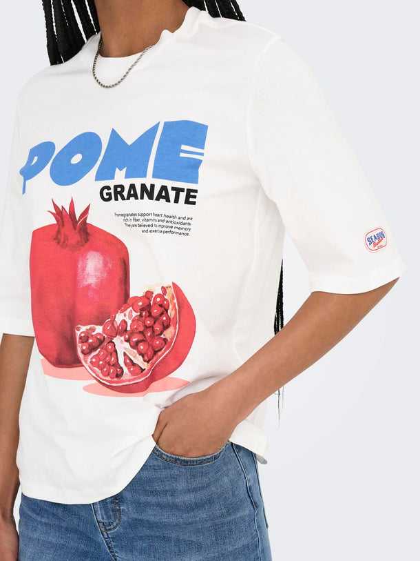 Product POLERA ESTAMPADA PHOEBE-Cloud Dancer Print:Pomegranate - Image 1