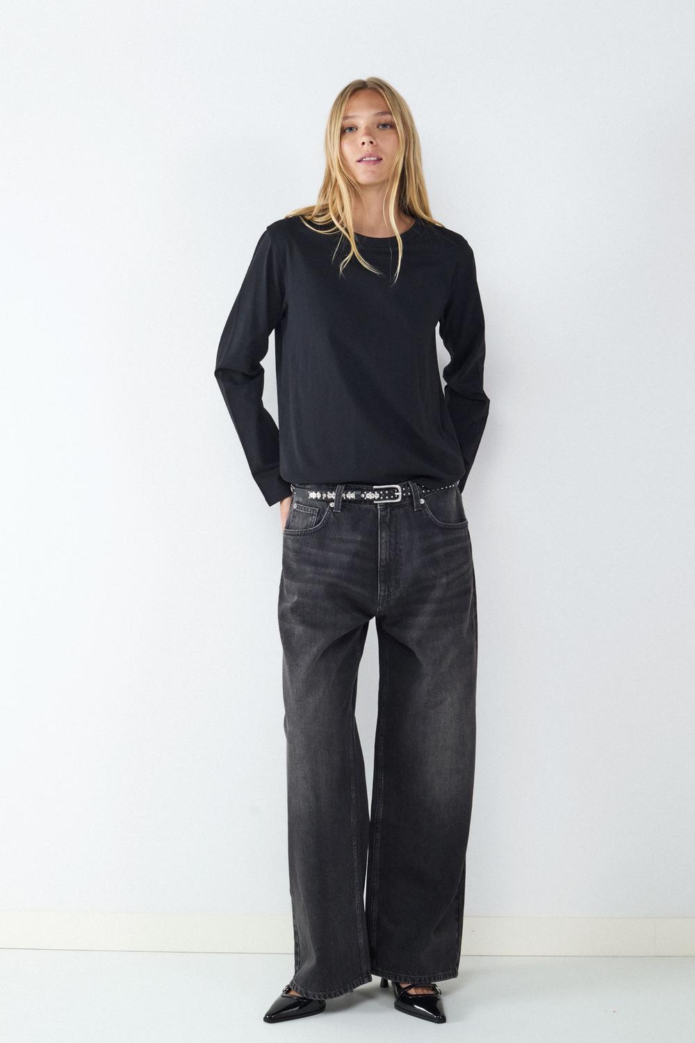 JEAN WIDE LEG LOOSE BMK-Black