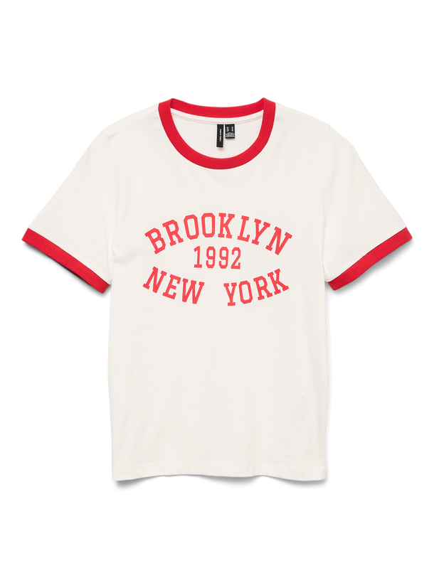 Product POLERA REGULAR ALIA-Snow White Detail:RIBBON RED CONTRAST - BROOKLYN - Image 4