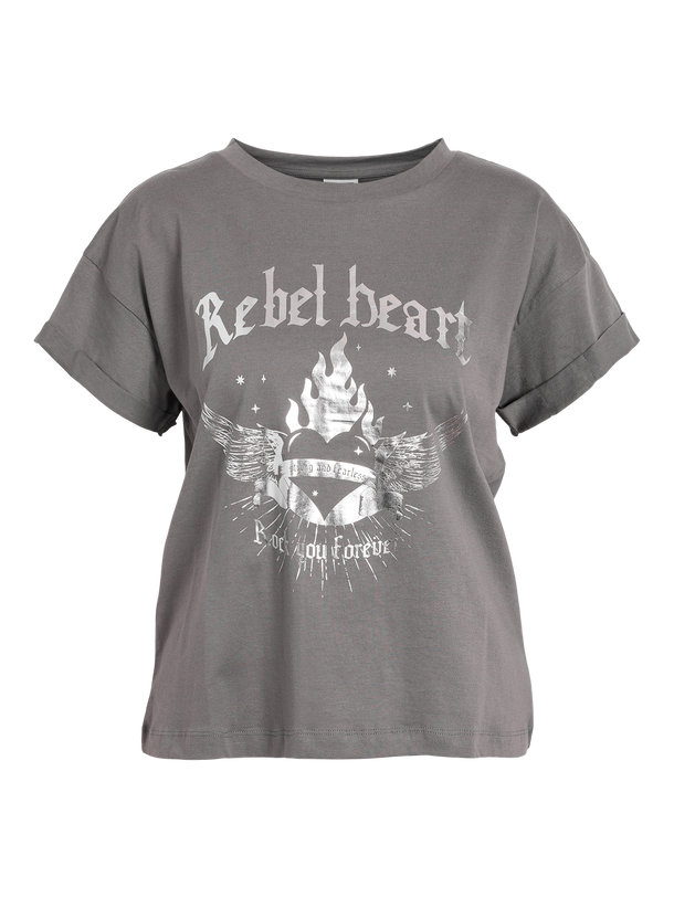 Product POLERA GABY - Charcoal Gray Print:REBEL HEART - Image 1