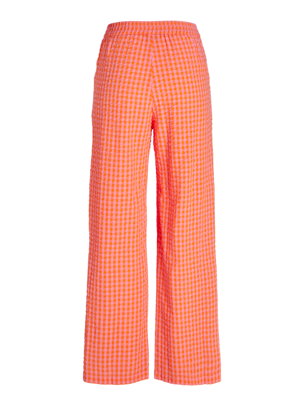 Product PANTALÓN TIRO ALTO CON CINTURA ELÁSTICA PETRA-Persimmon Orange Checks:Morning Glory - Image 2