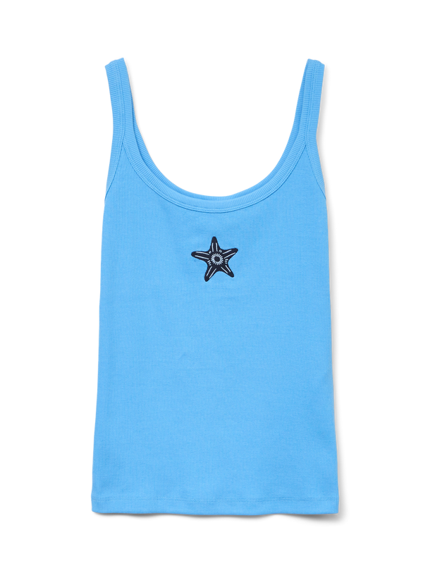 Product TOP BÁSICO SIN MANGAS BORDADO ANA-Azure Blue Print:STARFISH - Image 4