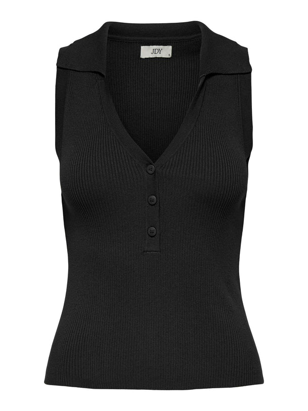 Product TOP TEJIDO CON CUELLO CAMISERO NANNA-Black - Image 1