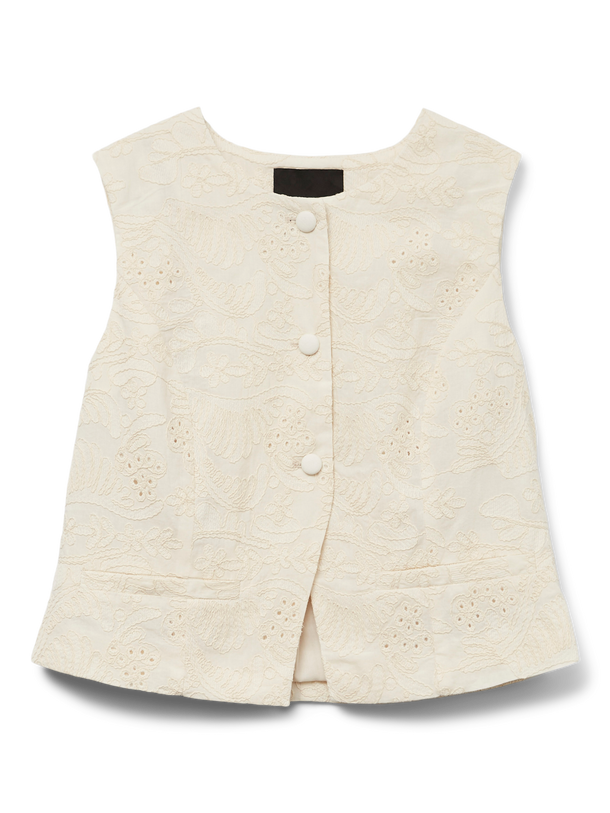 Product TOP SASTRERO DE PUNTILLÉ ELINE-Cloud Dancer Detail:EMBROIDERY ANGLAIS AS OFFER CUT - Image 4