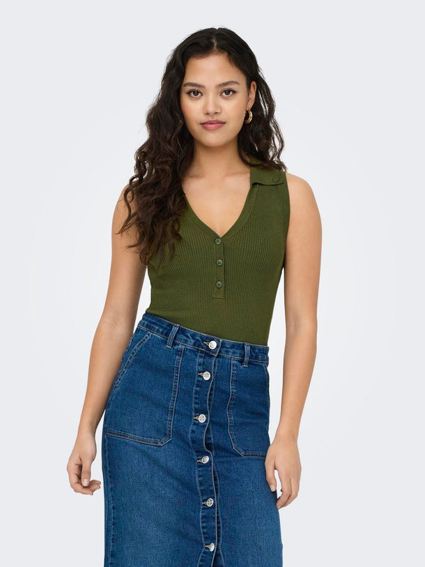 Product TOP TEJIDO CON CUELLO CAMISERO NANNA-Capulet Olive - Image 4