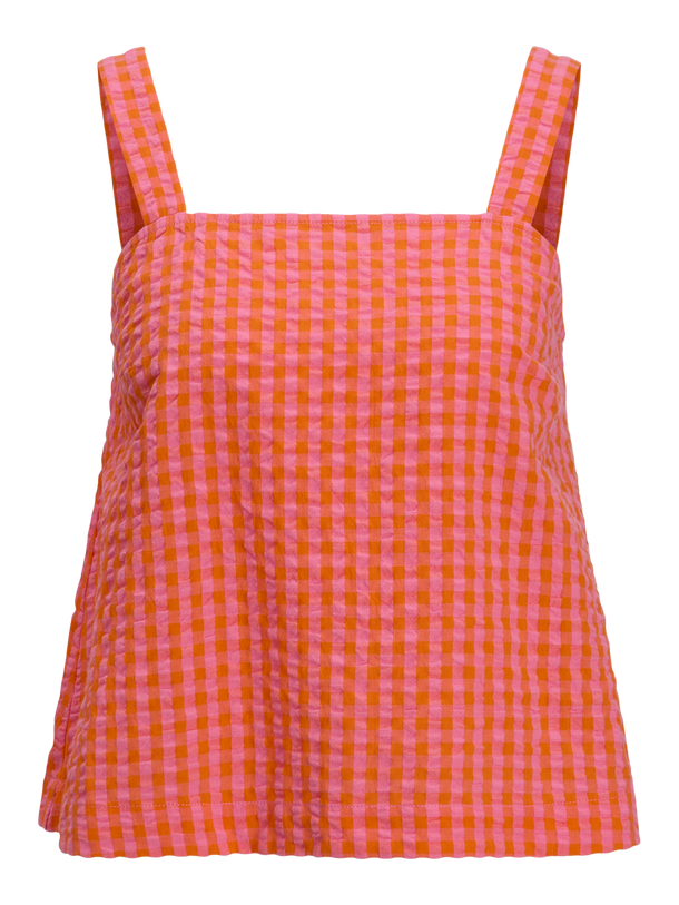 Product TOP CON ESCOTE CUADRADO PETRA-Persimmon Orange Checks:Morning Glory - Image 2