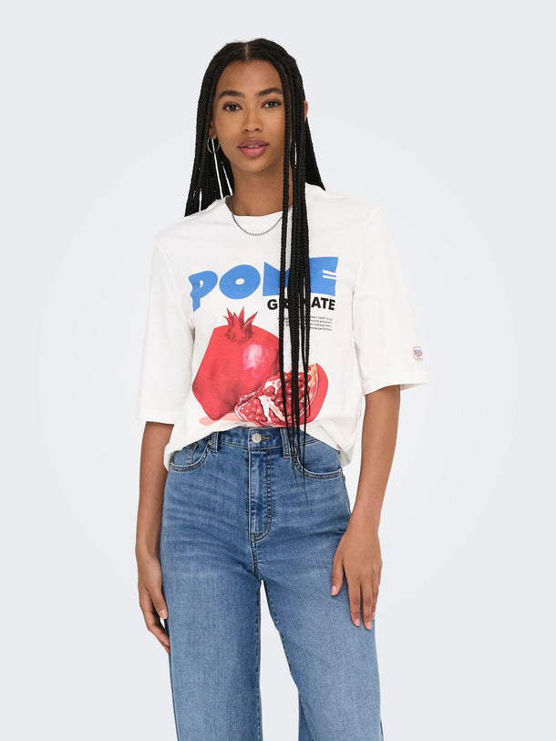 Product POLERA ESTAMPADA PHOEBE-Cloud Dancer Print:Pomegranate - Image 4