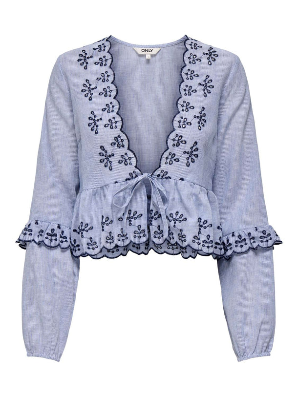 Product TOP BRODERIE CAROLINE-Bright White Stripes:W NAVAL ACADEMY - Image 1