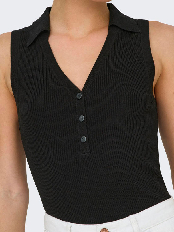 Product TOP TEJIDO CON CUELLO CAMISERO NANNA-Black - Image 6