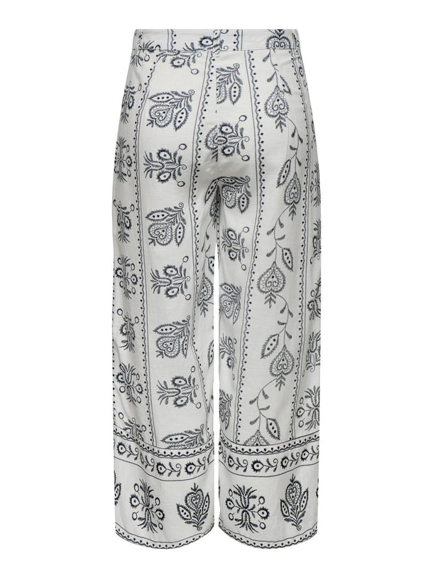 Product PANTALÓN CROPPED LINO ESTAMPADO SOLAR-Cloud Dancer AOP:TOTAL ECLIPSE FLOWER - Image 1