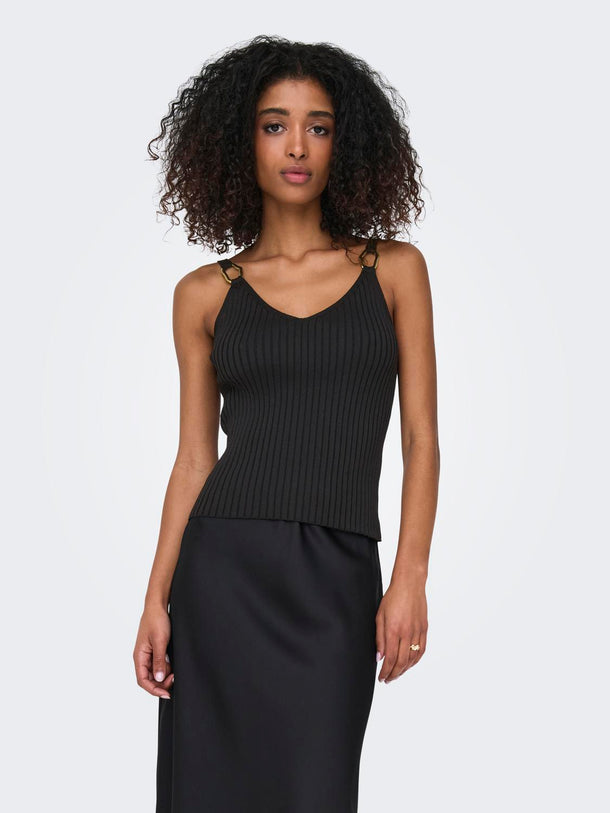 Product TOP ACANALADO CON HEBILLA METÁLICA THELMA-Black Detail:GOLD - Image 1