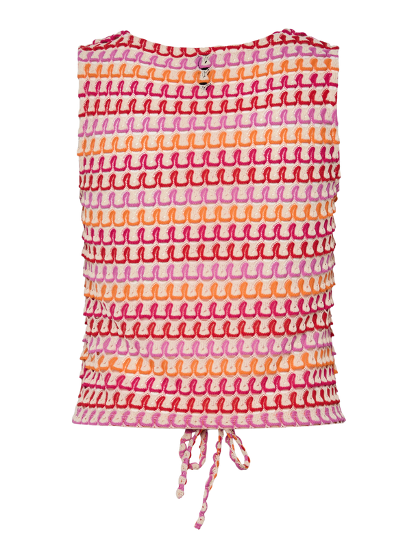 Product TOP DE CROCHET SIN MANGAS ANNI-Cloud Cream Pattern:PINK-ORANGE-RED - Image 2