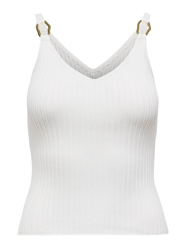 Product TOP ACANALADO CON HEBILLA METÁLICA THELMA-Cloud Dancer Detail:Gold - Image 4