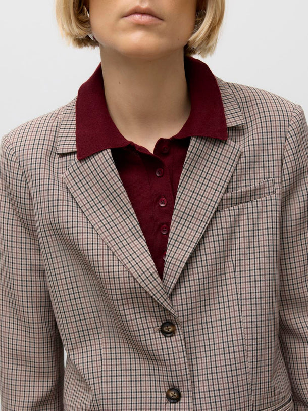 Product BLAZER REGULAR SIMMA-Beaver Fur Checks:BLACK AND ROOT BEER - Image 6